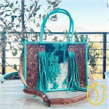 Load image into Gallery viewer, Crocodile Embossed Hand Tooled Leather Tote Bag
