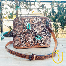 Load image into Gallery viewer, Outlaw Sunset Hand Tooled Leather Crossbody Purse
