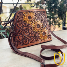 Load image into Gallery viewer, The Angelina Hand Tooled Leather Crossbody Purse
