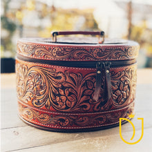 Load image into Gallery viewer, Sun Up Hand Tooled Leather Jewelry Case
