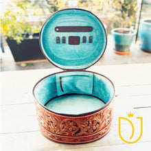 Load image into Gallery viewer, Sun Up Hand Tooled Leather Jewelry Case
