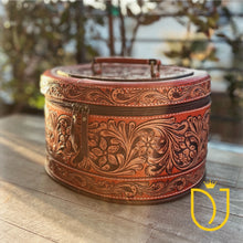Load image into Gallery viewer, Sun Up Hand Tooled Leather Jewelry Case
