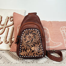 Load image into Gallery viewer, Bear Lake Hand Tooled Leather Sling Bag
