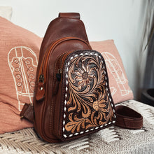 Load image into Gallery viewer, Bear Lake Hand Tooled Leather Sling Bag
