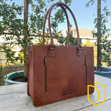 Load image into Gallery viewer, Field of Sunflowers Hand Tooled Leather Tote Bag
