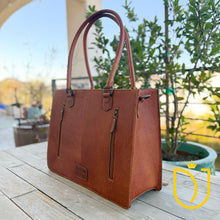 Load image into Gallery viewer, Field of Sunflowers Hand Tooled Leather Tote Bag
