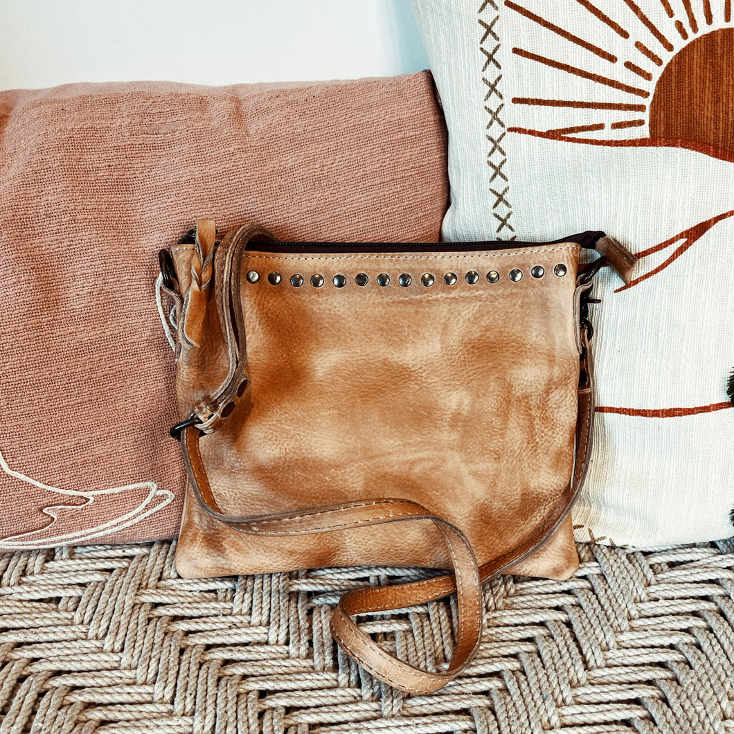 The Kincaid Camel Vintage Leather Crossbody Purse