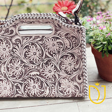 Load image into Gallery viewer, Rustic Horizon Hand Tooled Leather Crossbody Purse
