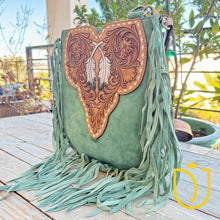 Load image into Gallery viewer, Whitehorse Green Western Leather Crossbody Purse
