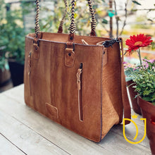 Load image into Gallery viewer, Dakota Hills Hand Tooled Leather Tote Bag
