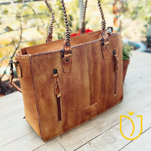 Load image into Gallery viewer, Dakota Hills Hand Tooled Leather Tote Bag
