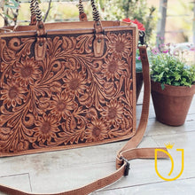 Load image into Gallery viewer, Dakota Hills Hand Tooled Leather Tote Bag

