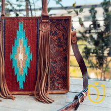 Load image into Gallery viewer, The Durant Hand Tooled Leather Shoulder Tote Bag

