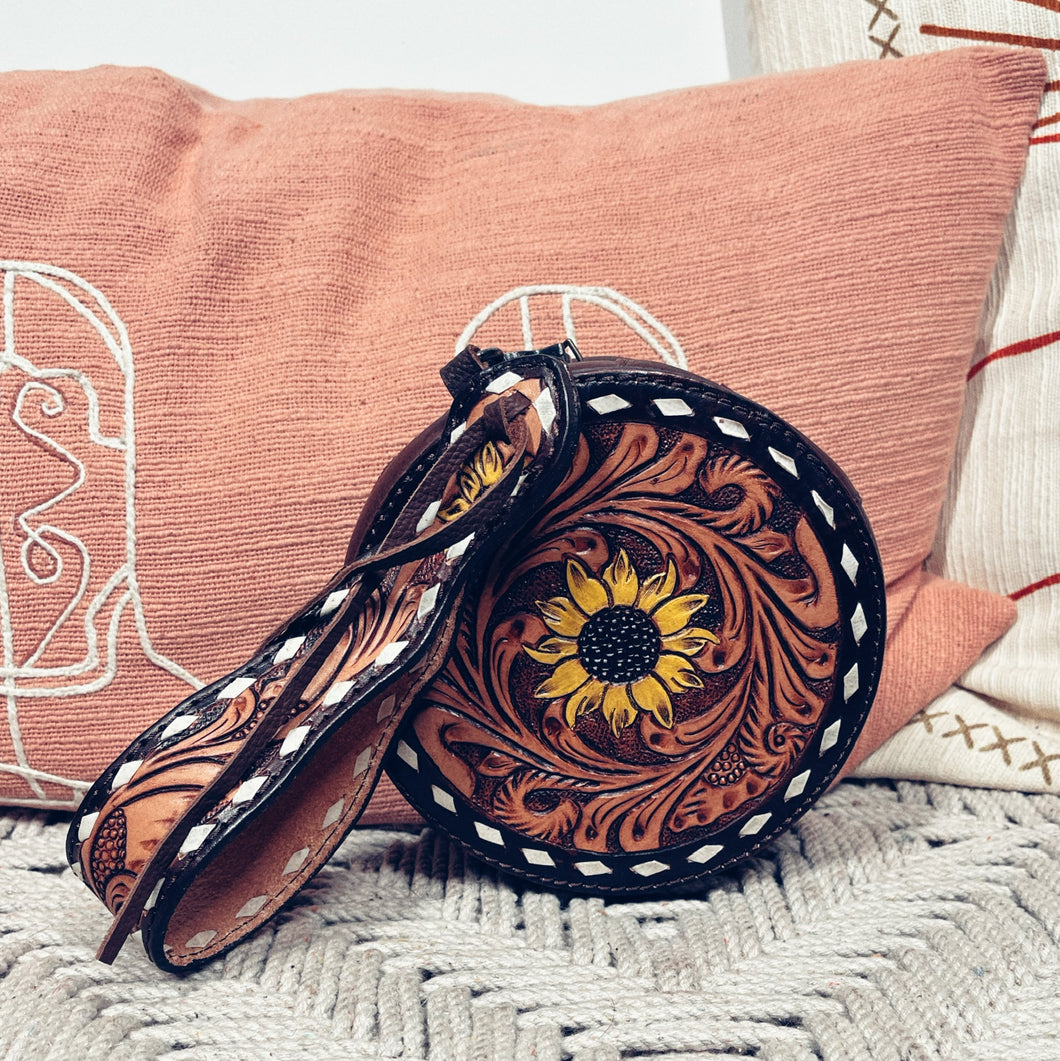 Aurora Round Hand Tooled Leather Wallet