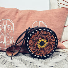 Load image into Gallery viewer, Aurora Round Hand Tooled Leather Wallet
