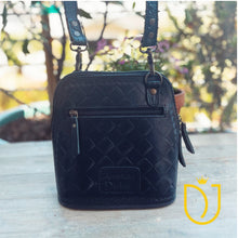 Load image into Gallery viewer, Midnight Mustang Hand Tooled Leather Crossbody Purse
