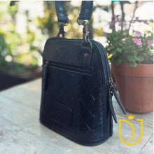 Load image into Gallery viewer, Midnight Mustang Hand Tooled Leather Crossbody Purse
