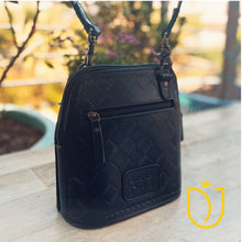 Load image into Gallery viewer, Midnight Mustang Hand Tooled Leather Crossbody Purse
