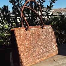 Load image into Gallery viewer, Boot Hill Hand Tooled Leather Tote Bag

