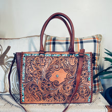 Load image into Gallery viewer, Park Hill Western All Tooled Leather Shoulder Tote Bag

