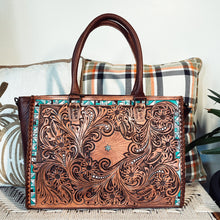 Load image into Gallery viewer, Park Hill Western All Tooled Leather Shoulder Tote Bag
