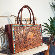 Load image into Gallery viewer, Park Hill Western All Tooled Leather Shoulder Tote Bag
