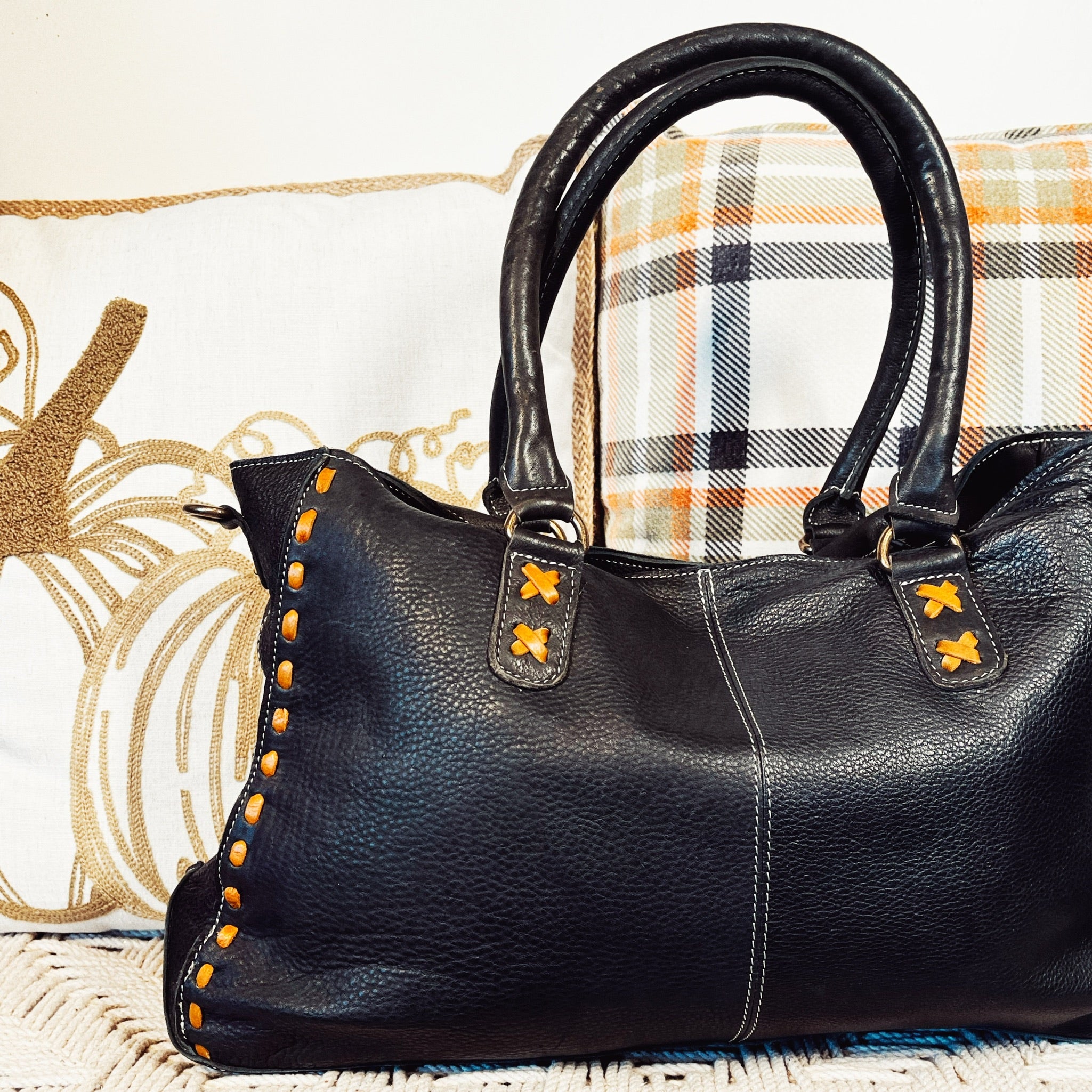 Black Mesa Leather Crossbody Purse