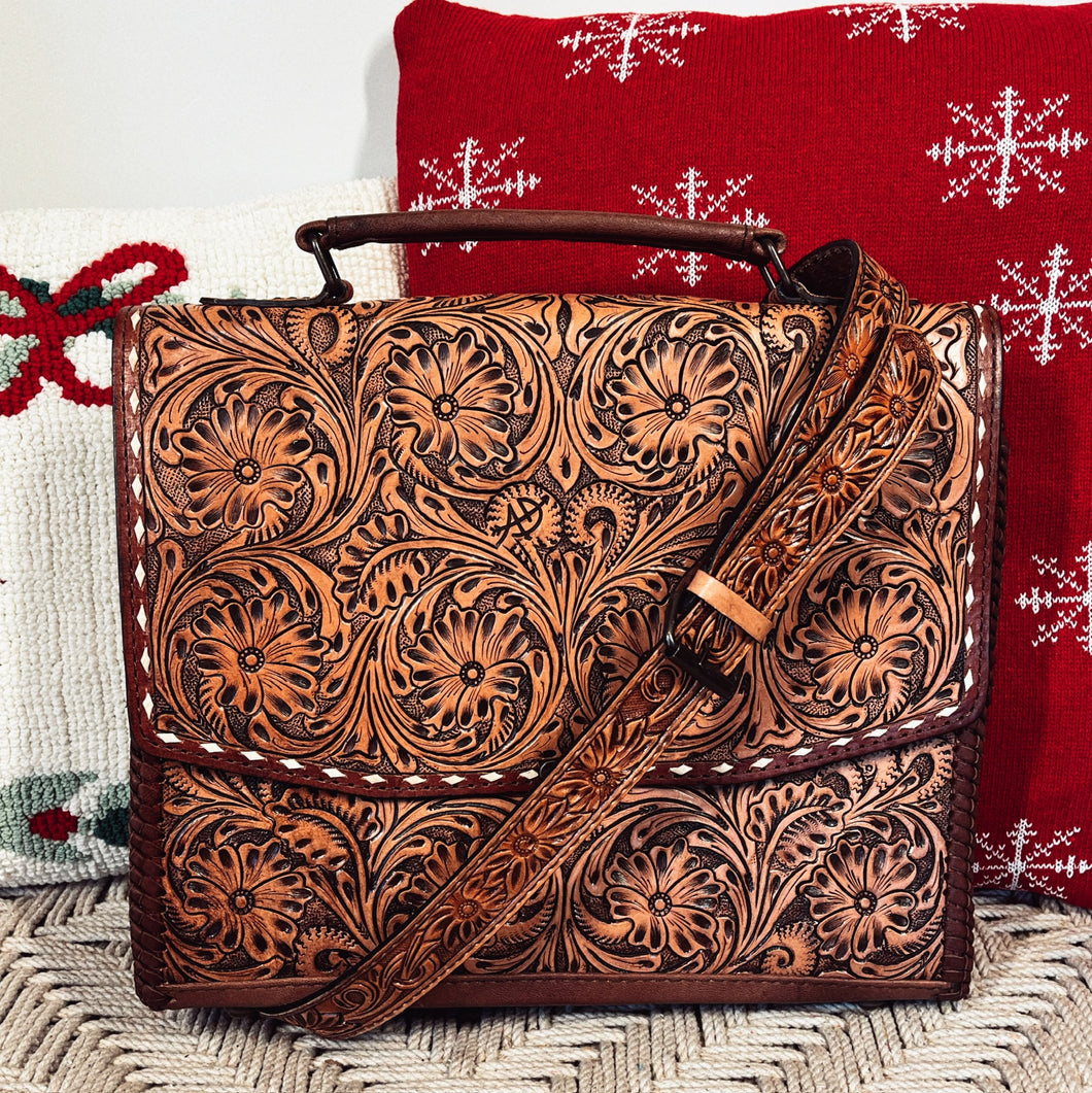 Yosemite Hand Tooled Leather Laptop Bag