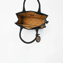 Load image into Gallery viewer, Lady Luck tote open, showing zip top and roomy lined interior with zip pocket
