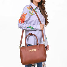 Load image into Gallery viewer, Cervi brown pebbled leather NFR speedy bag with PRORODEO leather charm and removable strap
