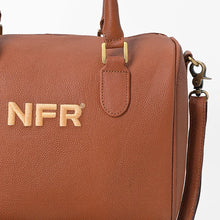 Load image into Gallery viewer, Cervi brown pebbled leather NFR speedy bag with PRORODEO leather charm and removable strap
