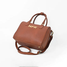 Load image into Gallery viewer, Cervi brown pebbled leather NFR speedy bag with PRORODEO leather charm and removable strap
