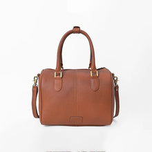 Load image into Gallery viewer, Cervi brown pebbled leather NFR speedy bag with PRORODEO leather charm and removable strap
