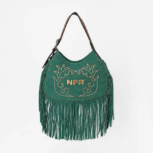 Load image into Gallery viewer, Dolly Official PRCA &amp; NFR Licensed Collection®️ Embroidered Western Stitch Long Fringe Shoulder Hobo Bag
