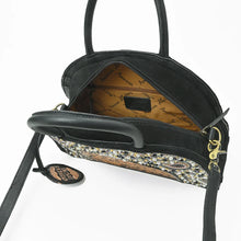 Load image into Gallery viewer, Tiara satchel open, showing zip-around top, lined interior and zip pocket
