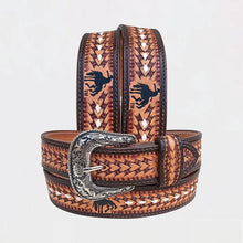 Load image into Gallery viewer, Tanner Official PRCA &amp; NFR Licensed Collection®️ Bucking Bronco Genuine Leather Belt
