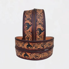 Load image into Gallery viewer, Cutter Official PRCA &amp; NFR Licensed Collection®️ Dark Brown Floral Genuine Leather Belt
