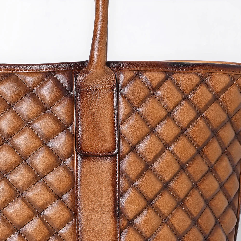 Bronze Bridle Quilted Leather Tote Bag