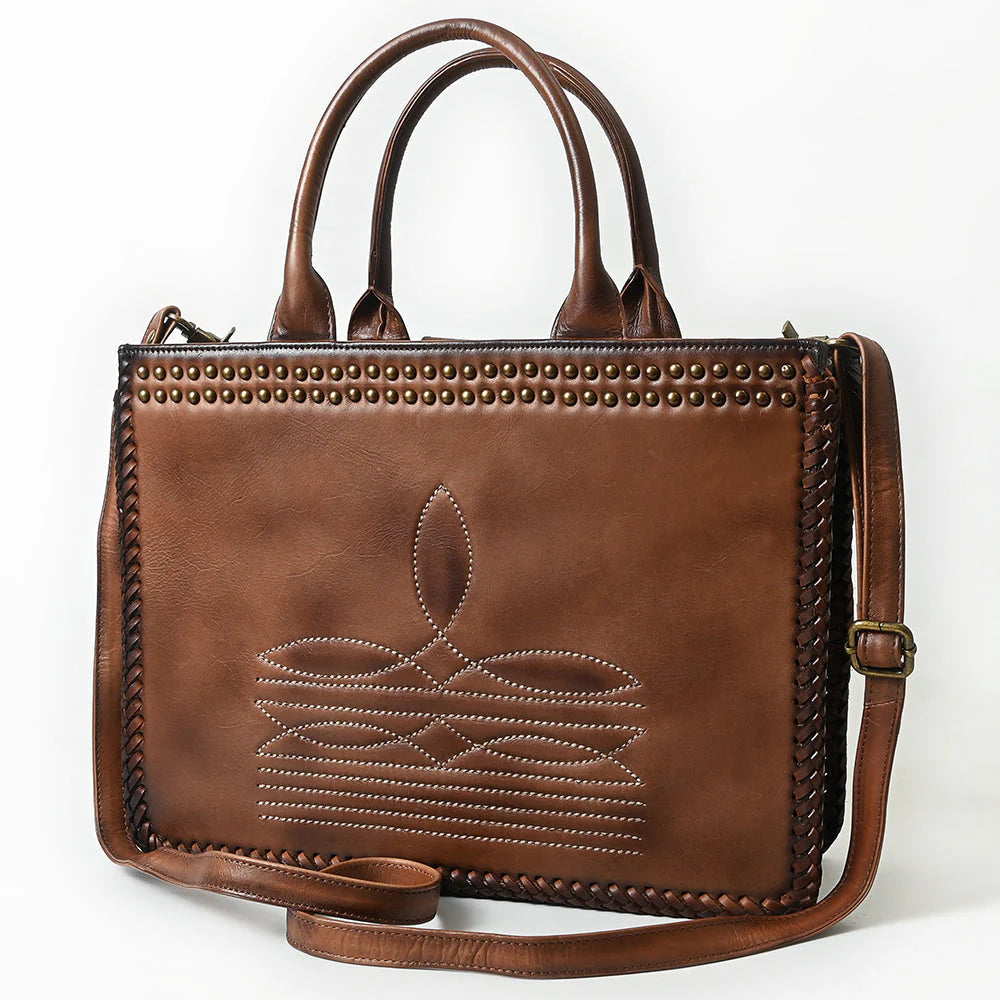 Gilded Spur Western Leather Shoulder Tote Bag