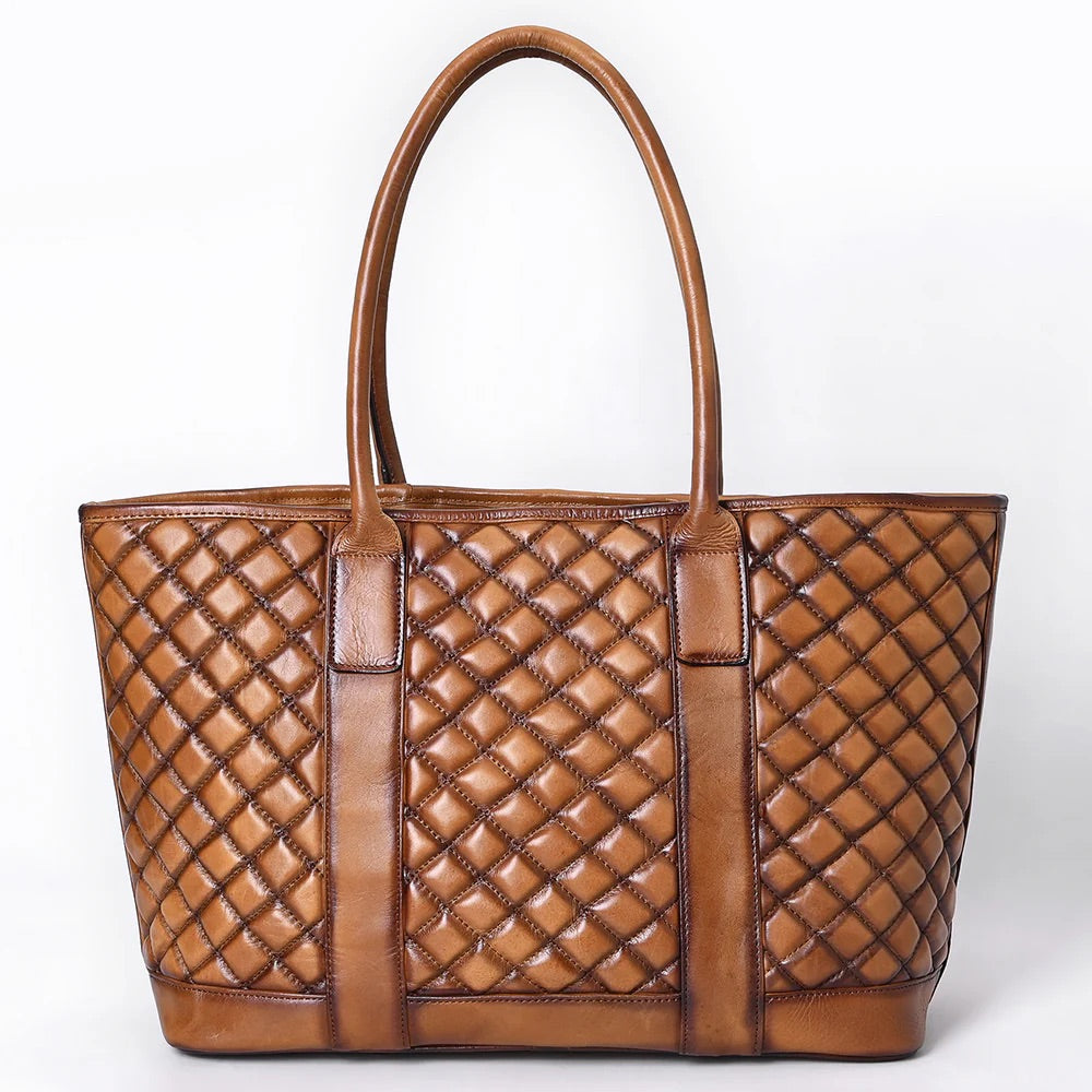 Bronze Bridle Quilted Leather Tote Bag