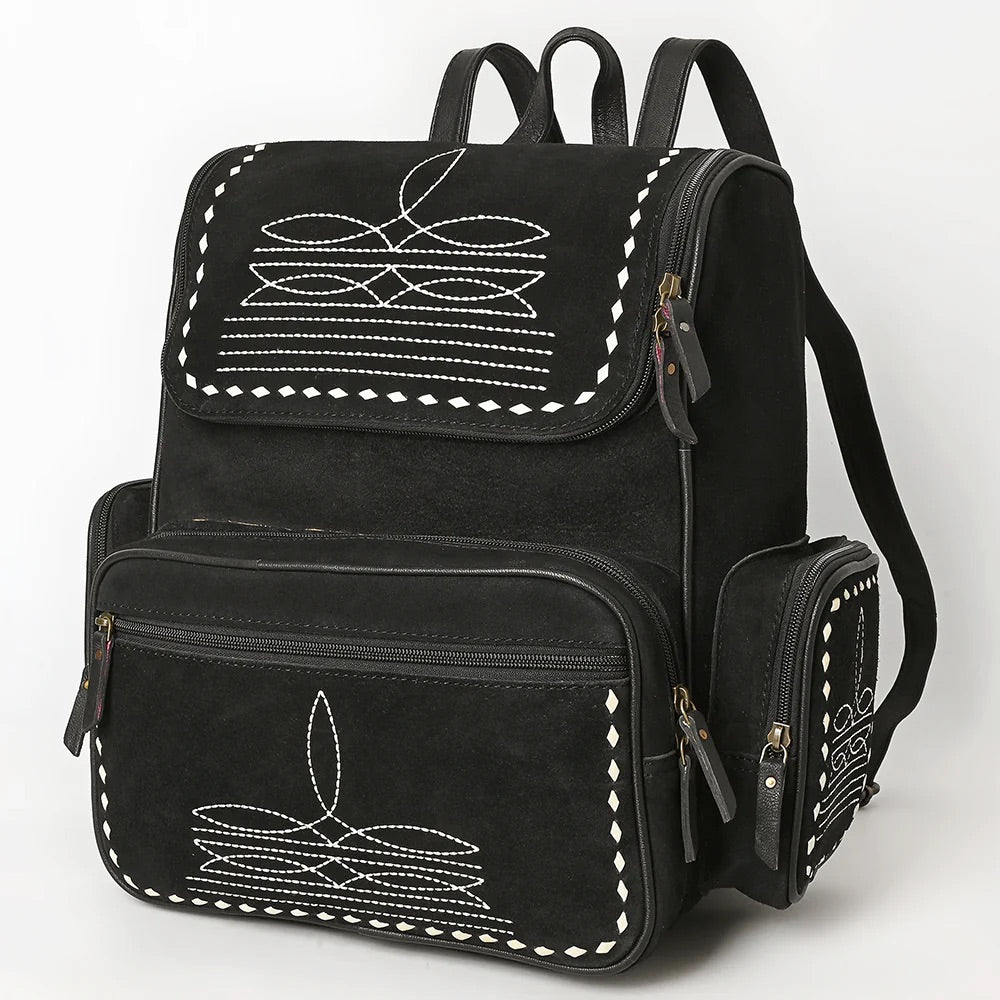 Black Stallion Suede Leather Backpack