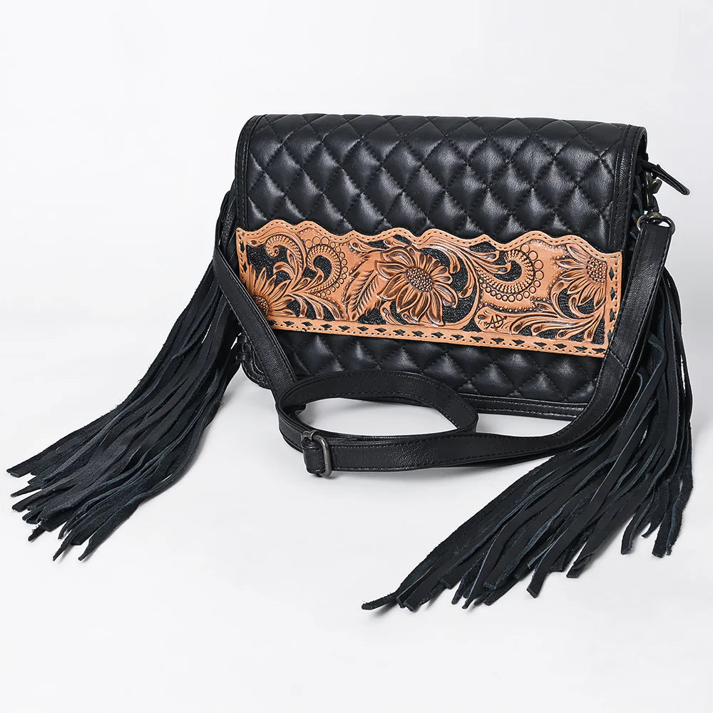 Trail Ride Hand Tooled Leather Crossbody Purse