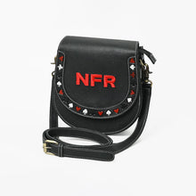 Load image into Gallery viewer, Blackjack Official PRCA &amp; NFR Licensed Collection®️ Black Pebble Leather Card Embellished Crossbody Bag
