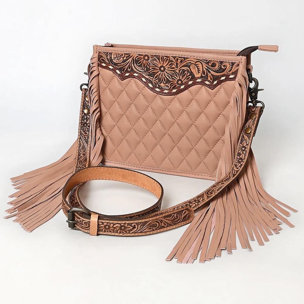 Regal Quilted Hand Tooled Leather Crossbody Purse