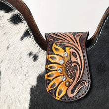 Load image into Gallery viewer, Western Hand Tooled Leather Purse, Hobo Cowhide Purse, Leather Hobo Purse, Conceal Carry Purse, Genuine Cowhide, Western Purse
