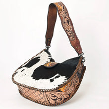 Load image into Gallery viewer, Western Hand Tooled Leather Purse, Hobo Cowhide Purse, Leather Hobo Purse, Conceal Carry Purse, Genuine Cowhide, Western Purse
