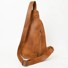 Load image into Gallery viewer, Leather Sling Bag Women, Hair On Cowhide Leather Sling Bag Purse, Leather Sling Backpack Purse, Leather Backpack, Western Purse
