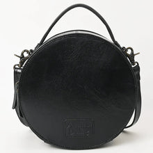 Load image into Gallery viewer, Western Hand Tooled Leather Canteen Purse, Hand Painted Leather Purse, Cowhide Leather Bag, Genuine Western Leather Crossbody Purse
