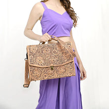 Load image into Gallery viewer, Western Purse, Western Tote Bag, Hand Tooled Leather Purse, Leather Briefcase, Leather Laptop Bag, Hand Tooled Leather Work Bag
