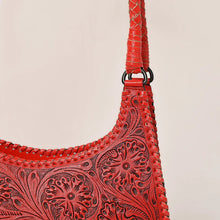 Load image into Gallery viewer, Western Hand Tooled Leather Purse, Leather Shoulder Bag, Leather Hobo Purse, Genuine Cowhide Purse, Genuine Red Leather Purse, Western Purse
